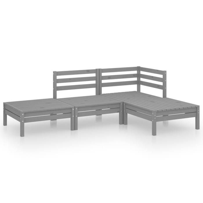 SALE 2026Meuble dExtérieurarrière-cour Gris - Salon Bas de jardin relaxant 4 pcs Gris Bois de pin massif635x635x625cm 30.76