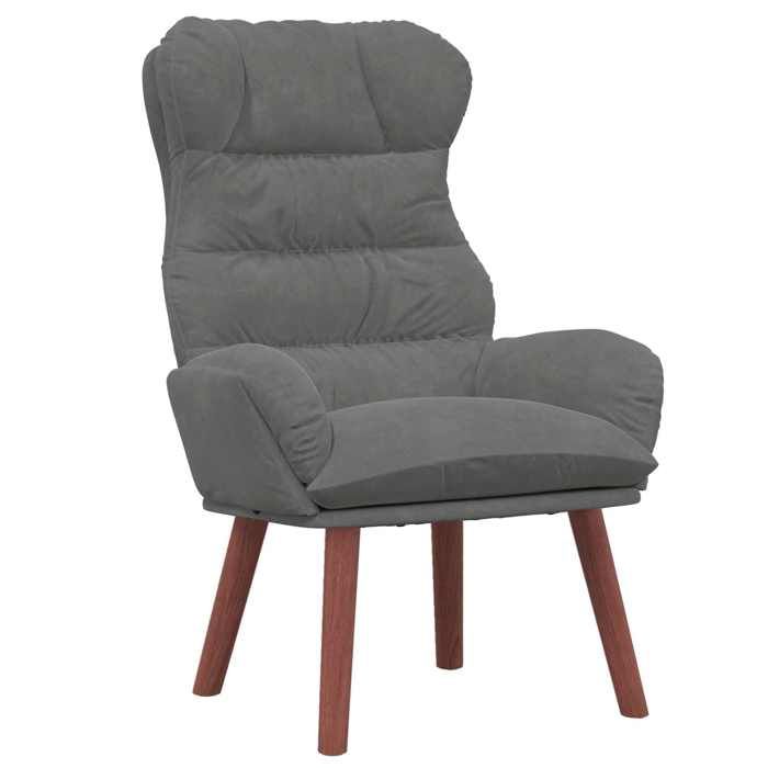 Les Soldes Fauteuil de Salon Scandinave (1 PLACE) - CLOUD - Chaise de Détente - Gris foncé 69x74x93 cm Velours J6401