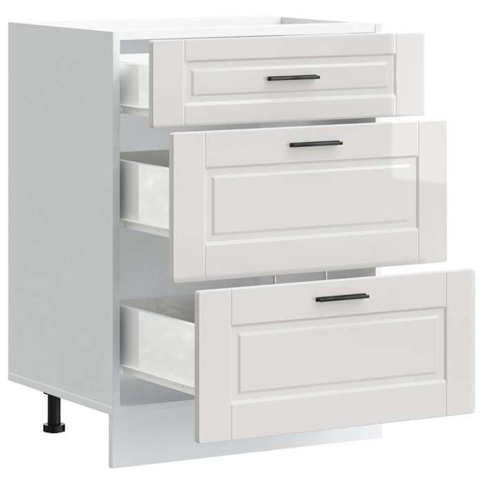 Printemps 2026 SoldesBuffet de cuisine - Meuble Rangement - Meuble bas - de cuisine « Porto » Bois dingénierie blanc brillant 963
