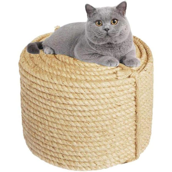 Corde de jute 6mm 10m beige pour tampon et griffoir de chat