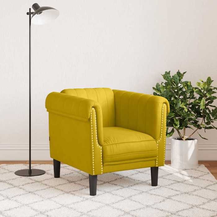 Hot Sale®1 pcs Fauteuil simple - adulte/enfant - SARAZYJ - Meuble de salon - jaune velours - S1151629