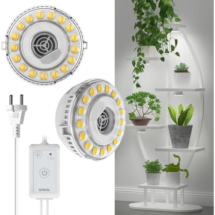 Lampe Horticole LED 10W Intensité Variable 4 Niveaux & Spectre Complet Minuterie 4/8/12h pour Croissance et Germination en Intérieur