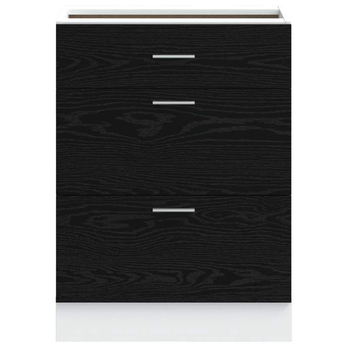 Remise 2026®Caisson de cuisine Noir - Armoire bas de cuisine - Vitrine de cuisine - bas avec tiroir - chêne Noir - 60x46x815cm 4