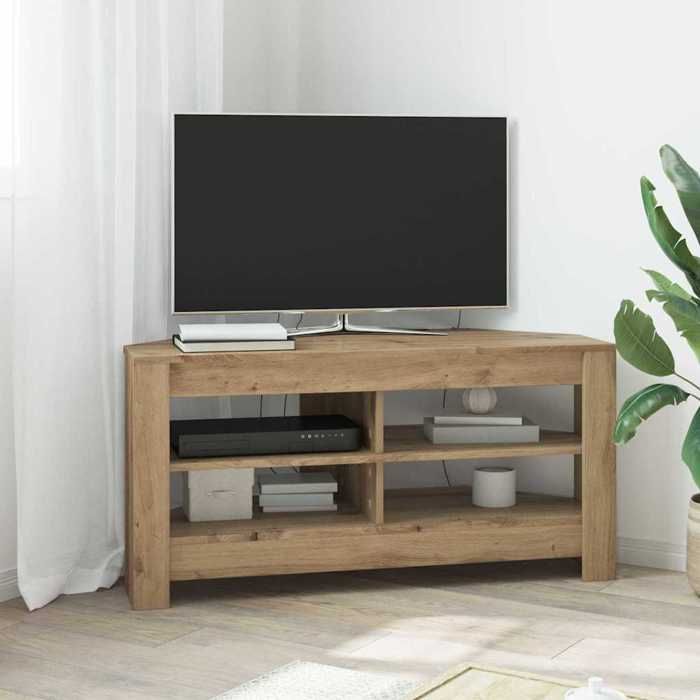 Banc TV Marron Magnifique - MeubleTV - Armoire TV Pour Téléviseur -dAngle Bois Ancien 102x40 5x45cm CL8222506