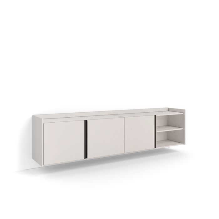 Meuble TV Banc Télé 207x35x50cm Pour les TV jusquà 80 Suspendu Mural Beige RF4574