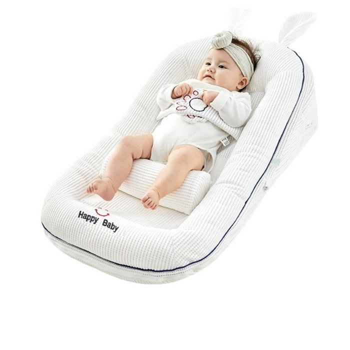 Berceau Anti-Reflux Chaise Longue Anti-Reflux pour bébé avec Sangle de sécurité Coussin de Repos réglable47x85cmBlanc