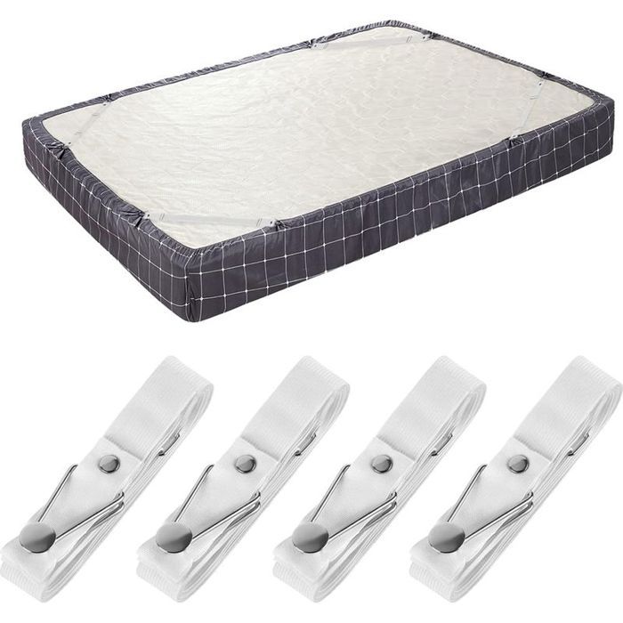 Lot de 4 sangles élastiques réglables pour draps-housse – anti-dérapant maintien parfait