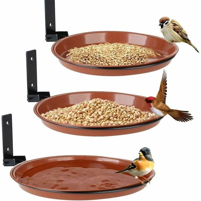 Abreuvoir Oiseaux Extérieur – Nourriture + Eau Fixation Mur/Arbre/Terrasse