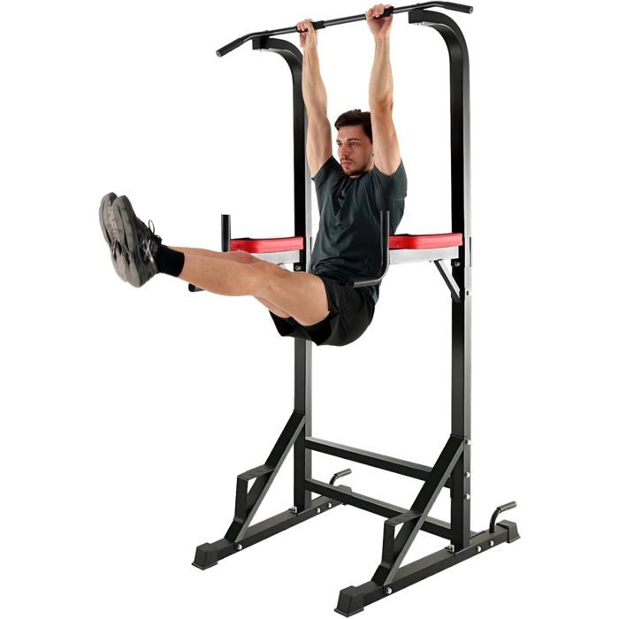 Tour de musculation 5-en-1 : chaise romaine barre à traction dip station et support pour abdominaux – pour entraînement maison