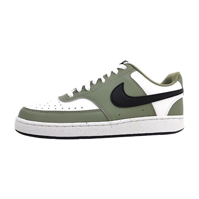 Hommes Nike Baskets Court Vision Low Textile Lacets Plat - olive/white/black 104