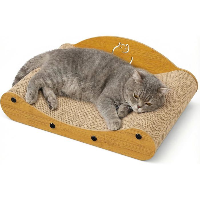 Griffoir pour chat 43 cm en carton ondulé design moderne avec dossier MDF compact idéal petit espace et chaton