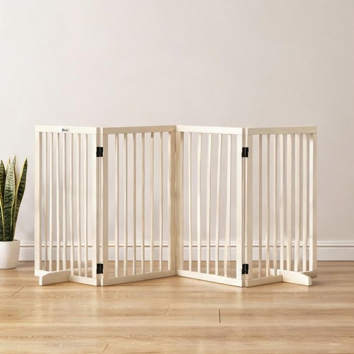 Barrière de sécurité pliable en bois massif pour animaux 4 panneaux modulables - Bois naturel Bois massif 81.1 x 13.98 x 29.92 Barrière de sécurité pliable en bois massif pour animaux 4 panneaux modulables - Bois naturel Bois massif 81.1 x 13.98 x 29.92