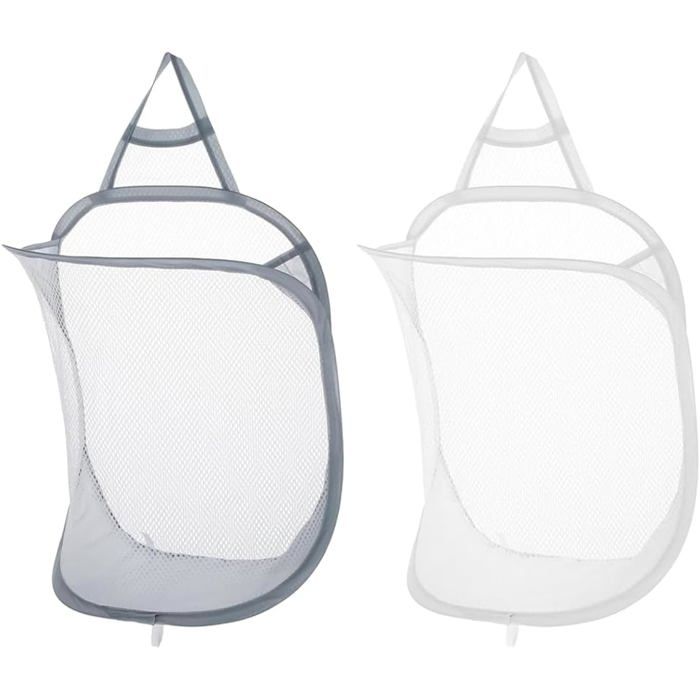 Lot De 2 Paniers À Linge À Suspendre En Maille Pliables Petits Paniers Muraux Pop-Up Pour Vêtements Sales Sac À Linge Portab[CA185]