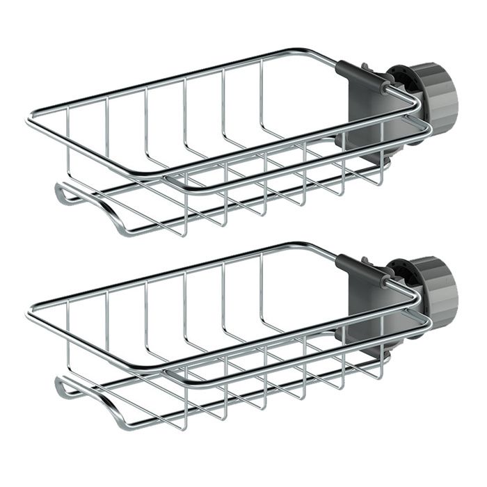 Lot de 2 étagères de douche télescopiques acier inoxydable sans perçage avec porte-savon pour barre ronde .