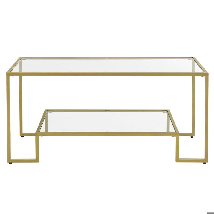 Table basse rectangulaire en acier doré et verre trempé - Réf. VK8681847480310
