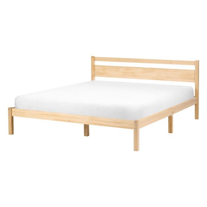 Lit avec sommier Bois de pin MERCURER 140 x 200 cm Marron clair Lit avec sommier Bois de pin MERCURER 140 x 200 cm Marron clair
