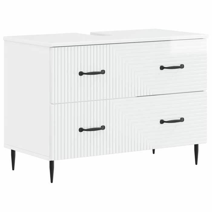vidaXL Meuble sous Lavabo de Salle de Bain HAARLEM Blanc brillant poids:24.1 kg809