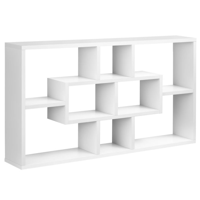 Gain de place étagère murale bibliothèque 8 cubes meuble de rangement pour livres et déco blanc