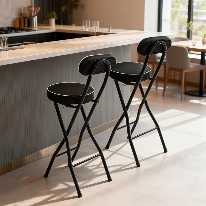 Lot de 2 tabourets de bar pliables portables - Chaises hautes rembourrées - Pliable - Chaise haute - Chaises pliantes