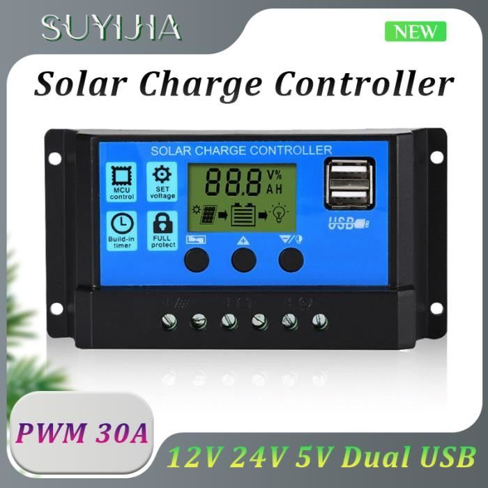 HURRISE régulateur solaire LCD 50A 5V contrôleur domestique LCD double