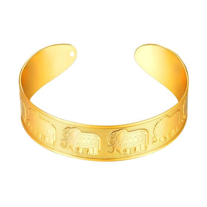 Bracelet Ancien En Argent Massif 925 - Motif éléphants, Jonc Porte-bonheur - Occasion