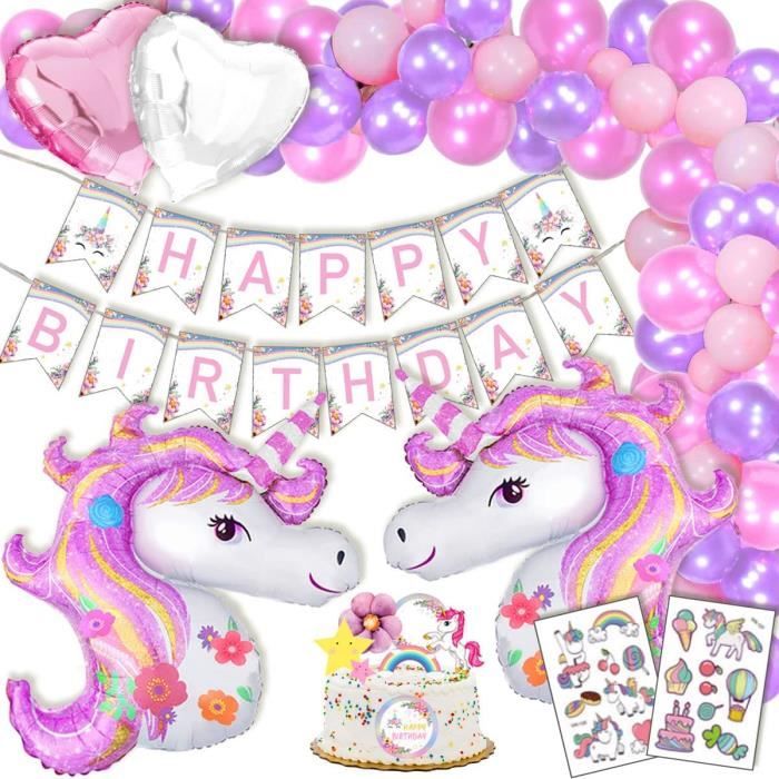 Pack Anniversaire Fille Deluxe Rose – Bannière Happy Birthday + Ballons Cœur + Guirlandes