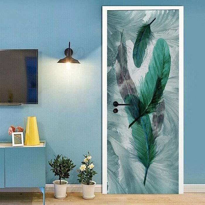 Sticker Porte 3D Trompe L'oeil Balcon Voile Vue Mer Autocollant Poster De Porte Auto-Adhésif