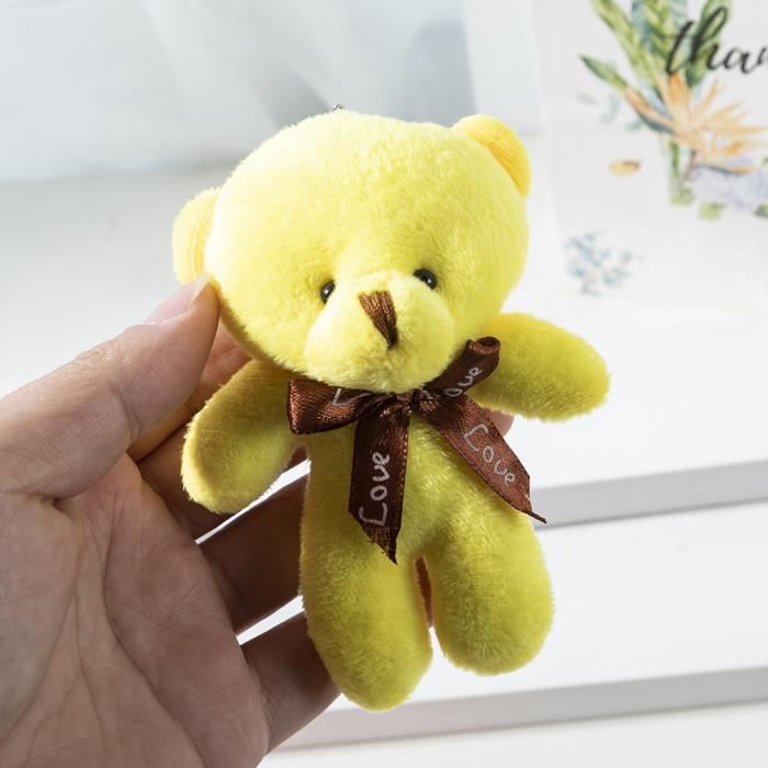 Jaune - Mini ours en peluche, 10 pièces-lot, Mignon, Poupée