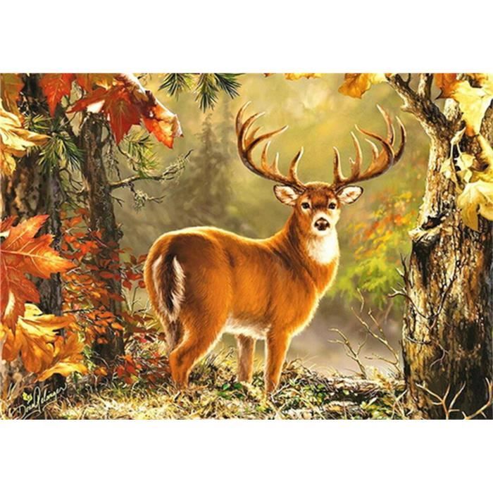 Diamond Painting Cerf - Kit Broderie Diamants 5D Grand Format 70x95 Cm, Loisir Créatif Adulte, Cadeau Déco