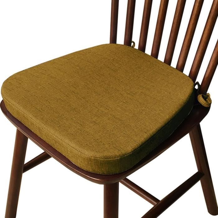Yekuhe Galette de Chaise Trapèze Déhoussable Lavable avec Attaches, Coussin Chaise Cuisine Salle à Manger Mousse à MéMoire De Forme, Lavable Coussins Chaises(Beige,40X38X33cm (3CM Thick