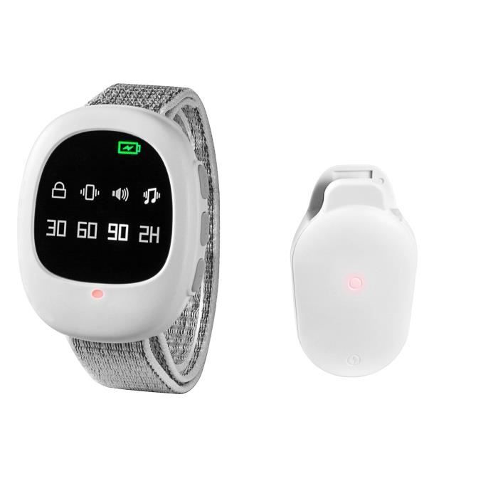 BLANC - Alarme d'énurésie sans fil avec bracelet pour adultes et enfants, Capteur de pot d'énurésie, Alarme d