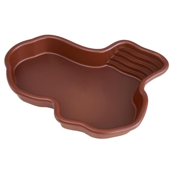 Plat dalimentation pour Tortues Reptiles - Piscine avec Rampe et Plateforme - ABS Vert Rectangulaire