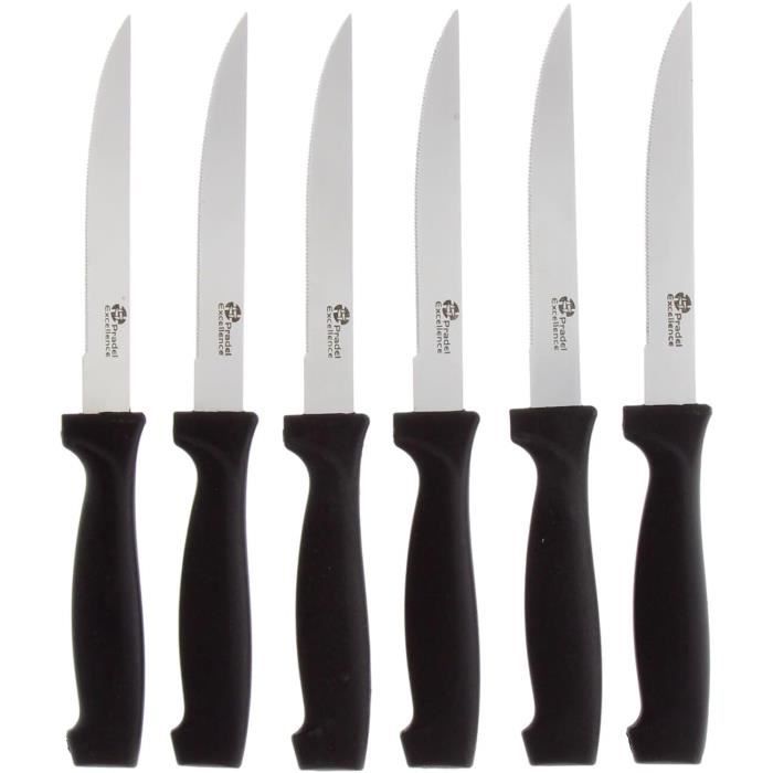 Lot De 6 Couteaux à Steak La Fourmi - Lames Inox 11,5 Cm, Couleur Noire - Fabriqué En France
