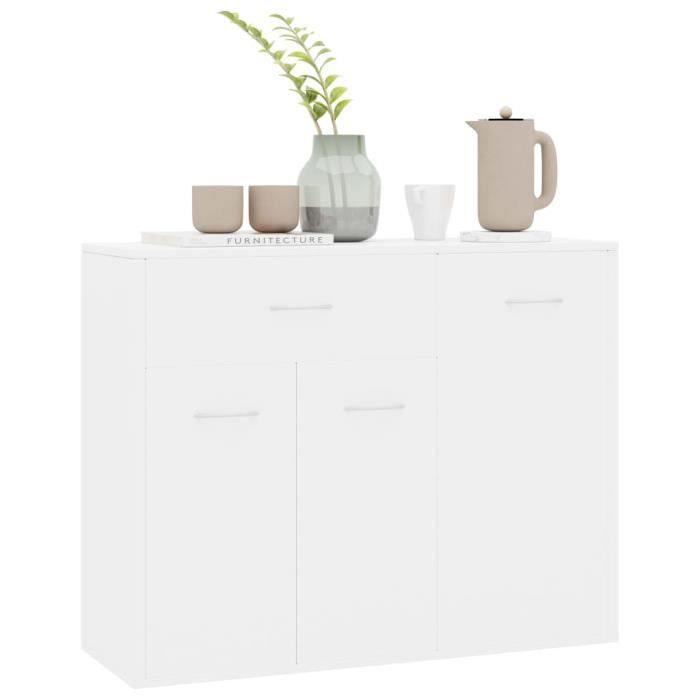 Buffet bas - KAI - Modèle Blanc brillant - 88x30x70 cm - 1 tiroir - 3 portes Buffet bas - KAI - Modèle Blanc brillant - 88x30x70 cm - 1 tiroir - 3 portes