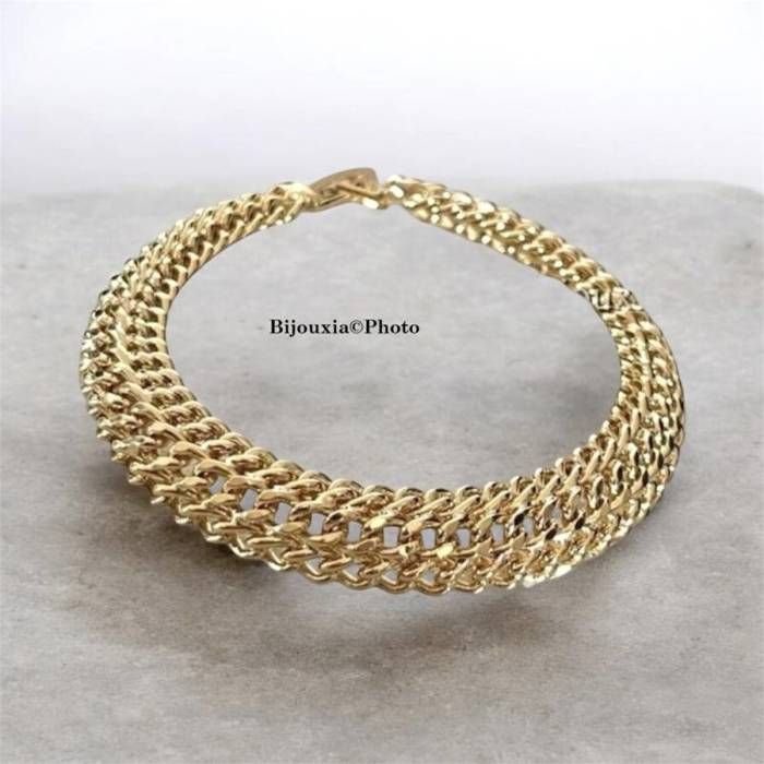 Bracelet - Bijouxia - Maille américaine - Plaqué Or 18 carats - 20 cm - Femme