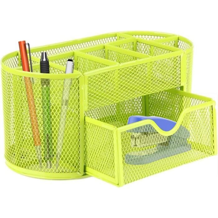 GABRIELLE Organiseur De Bureau, Organiseur En Maille Avec Tiroir Et Porte Stylo 7 Compartiments De Tri Organisateur Et Distributeur De Stylos Dossiers Notes Autocollantes 85047202