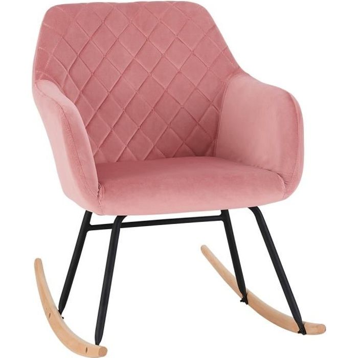 mati/ère:Velours Couleur:Vert Bleu Duhome Chaise /à Bascule Tissu Velours Design Retro Fauteuil /à Bascule Berceuse Chaise ber/çante Pieds en Metal et Bois