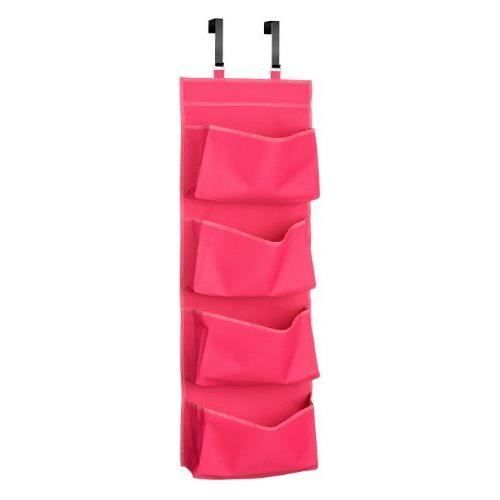 étagère de rangement de porte 4 niveaux en polyester rose - premier housewares
