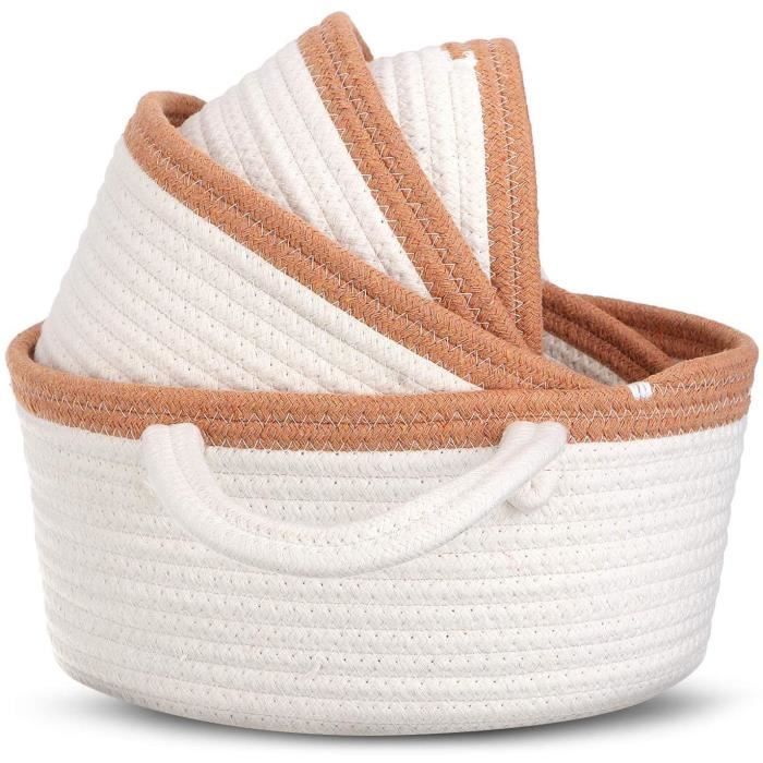 Petit Brun Boîte de rangement solide Plastique Tissage salle de bain serviette Maquillage panier rangé