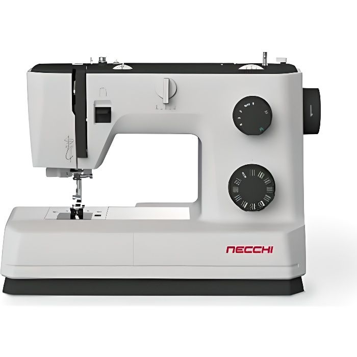 Necchi Q132A Machine à coudre, intérieur en aluminium moulé sous pression, coque en ABS, noir, Regular