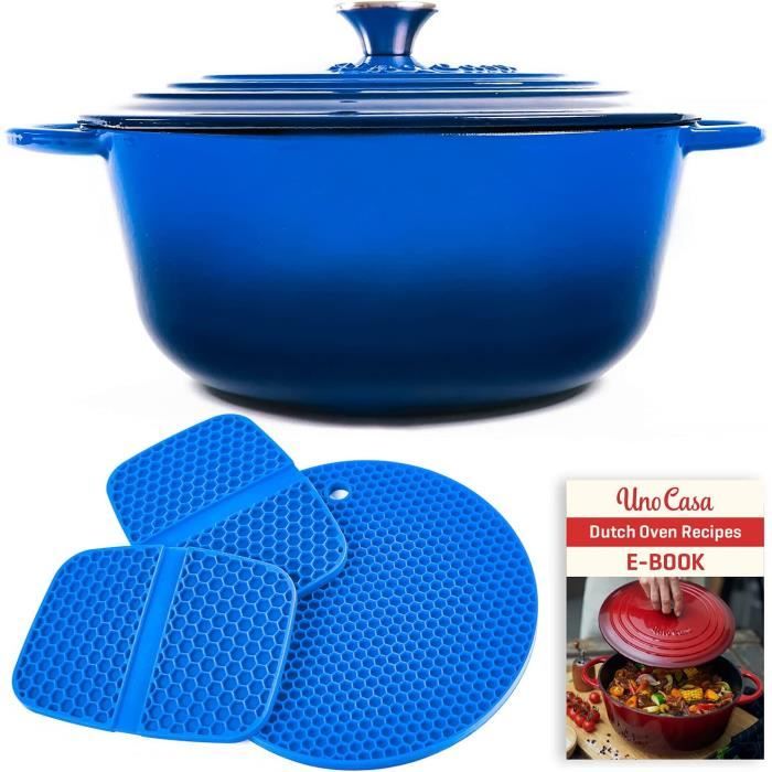 Cocotte en fonte 4,73 L marmite émaillée pour cuisson du pain au levain, avec