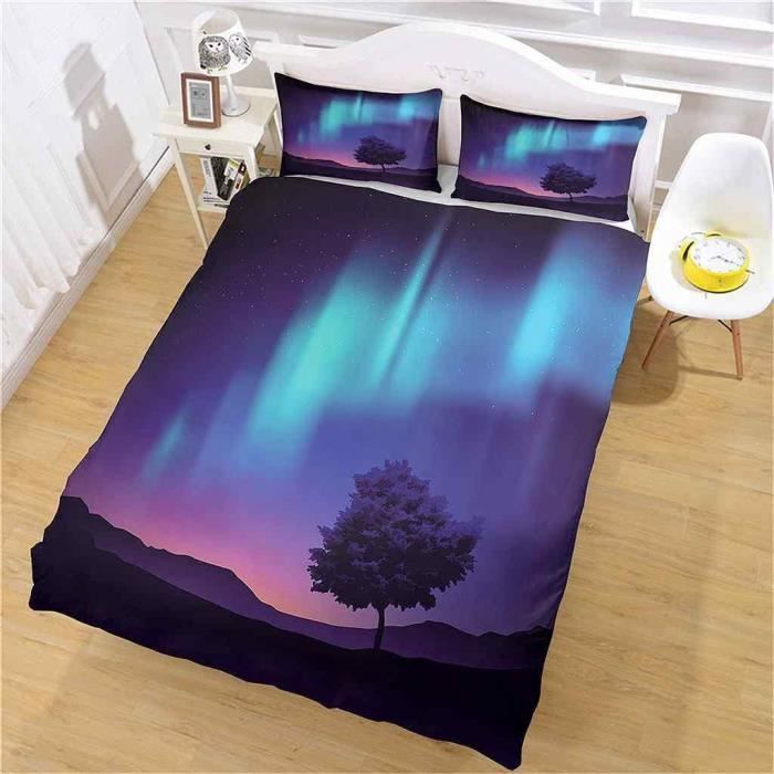 Michorinee Housse De Couette Cœur 200x200 Vert Avec 2 Taies D'oreiller 65x65 Cm - Parure De