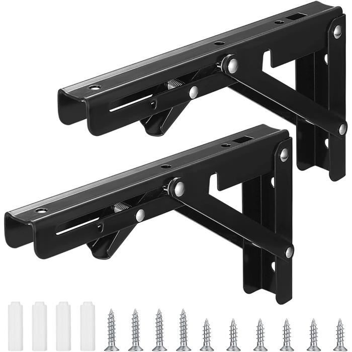200mm Équerre Pliante, 2Pcs Noir Support Console Pliable, Supports D 200mm Équerre Pliante, 2Pcs Noir Support Console Pliable, Supports D