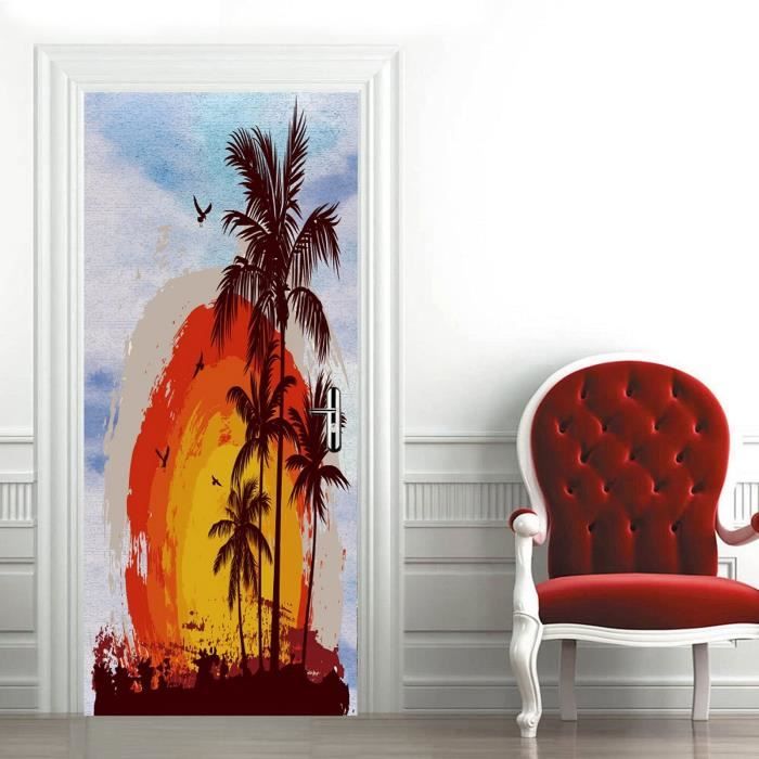 Autocollant Mural Pour Porte « Méditerranée » – Design Moderne, Dimensions 88 X 200 Cm, Mat, Facile à Poser | Décoration D'intérieur Tendance