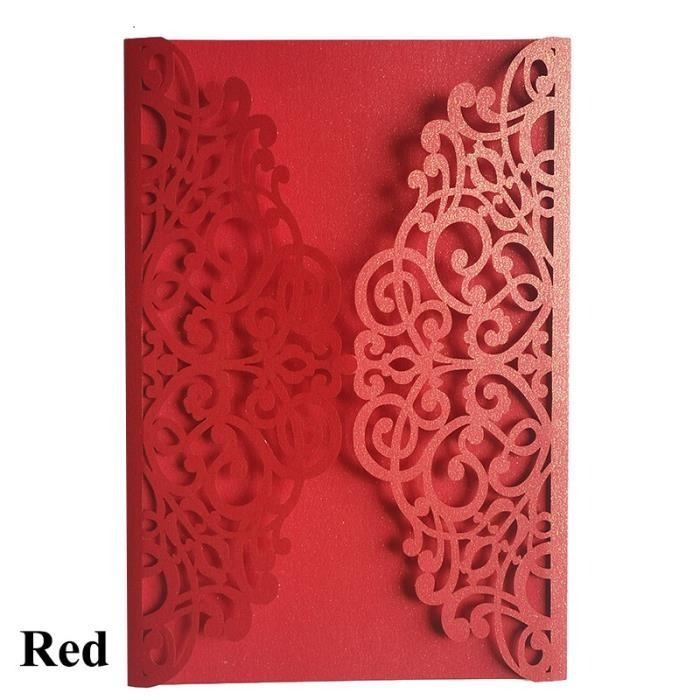 Lot De 50 Cartes D'Invitation Mariage Laser Dentelle Noire - Faire-Part Élégant Avec Enveloppes
