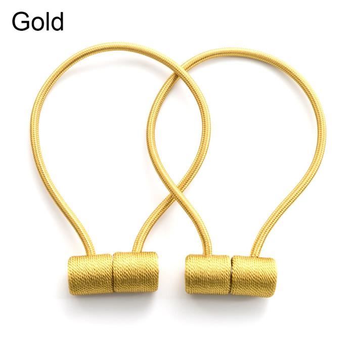 Embrasses De Rideaux Magnétiques En Corde - Doré - Lot De 2 - Fixation Sans Perçage, Réglable