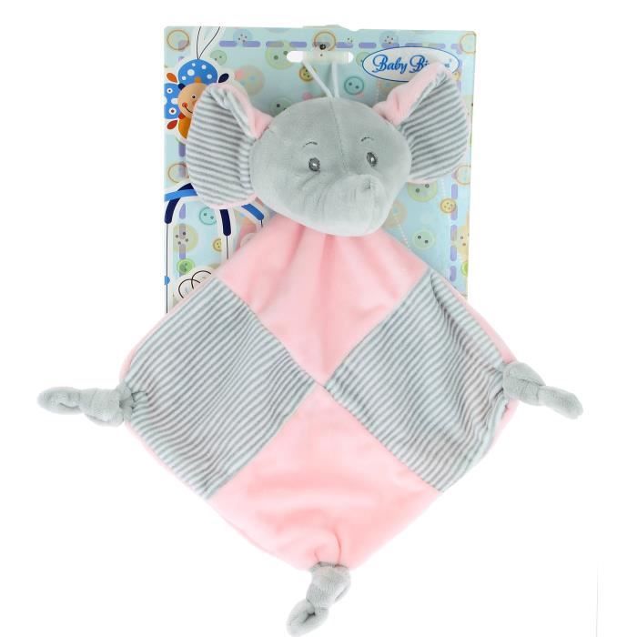Doudou Pour Bebe Elephant Rose Et Gris 30x30 Cm 0 36mois Cdiscount Puericulture Eveil Bebe