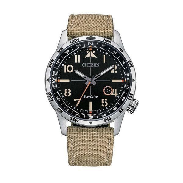 Citizen BM7550-10E: Orologio Aviatore Eco-Drive Con Cinturino In Pelle E Quadrante Bussola