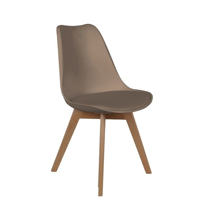 Chaise scandinave coque avec coussin taupe Chaise scandinave coque avec coussin taupe