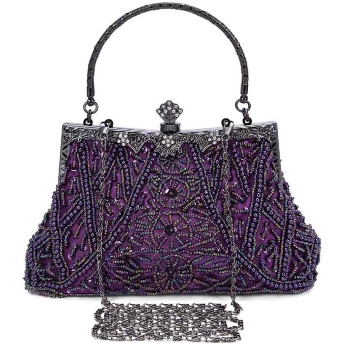 Pochette Soirée Femme Noeud Pailleté – Sac à Main Mariage Strass Argenté